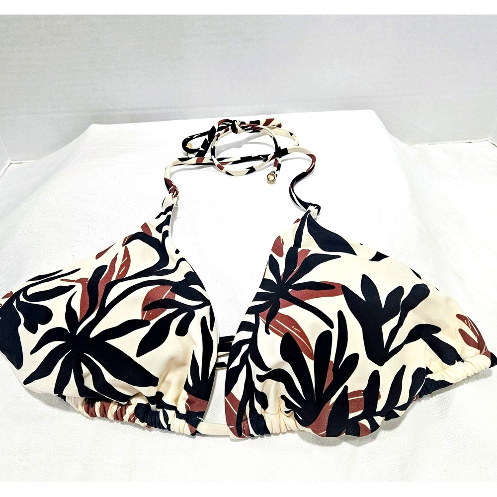 NWOT Shade & Shore Womens Size XL (16) Triangle Halter Bikini Top Tropical